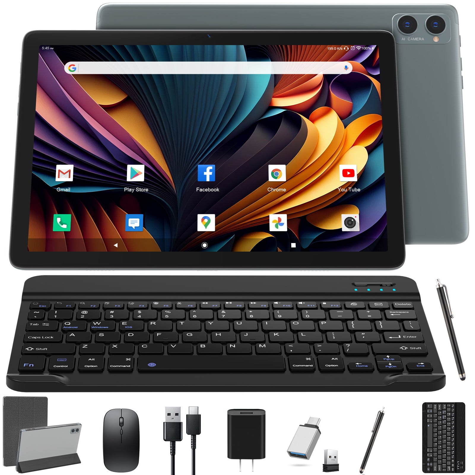 Tablet Android 12 Tablet,4GB+128GB ROM,10.1 Inch 5G Wi-Fi Tablet with ...