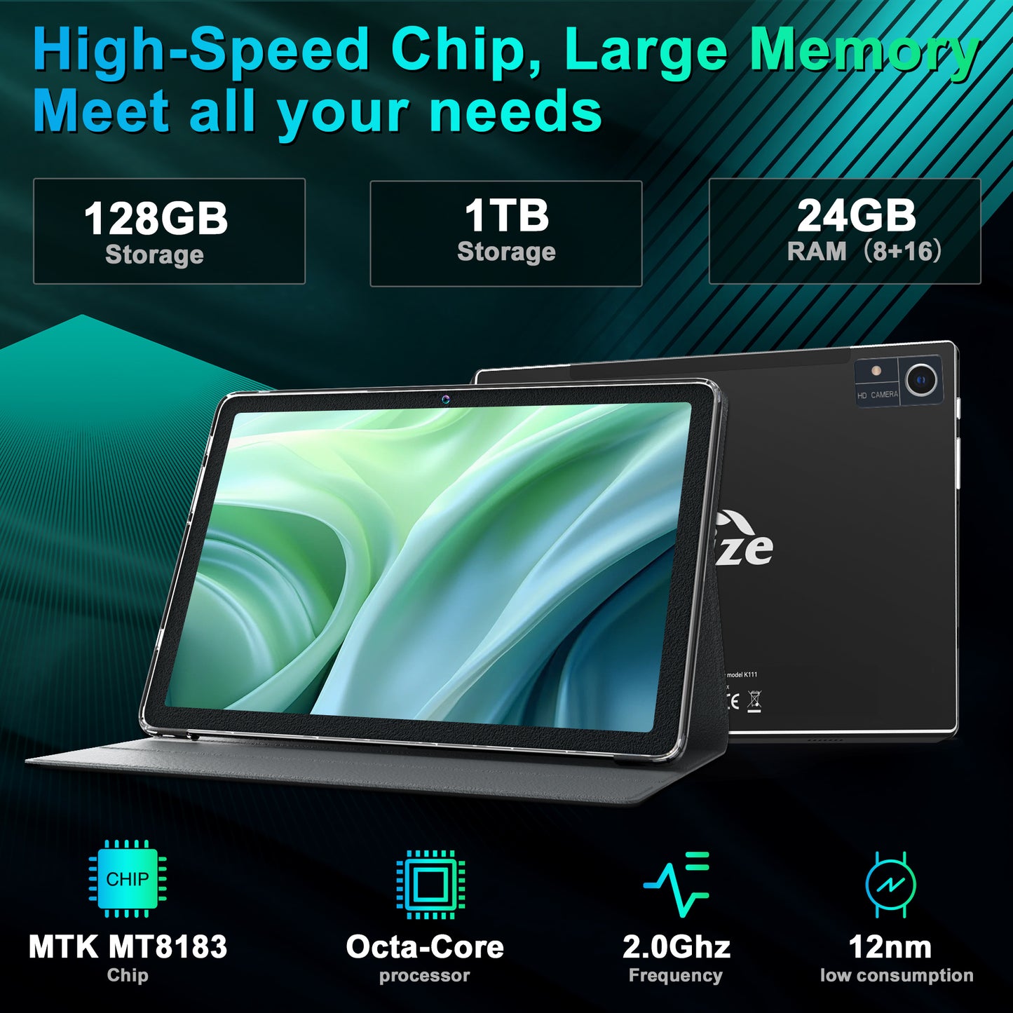 Android Tablet,10inch Tablets,24GB (8+16 Expand) RAM+128GB ROM+1TB Expand,Octa-Core Processor,2.4G/5G WiFi Tablet with Keyboard,1280*800 IPS Display Laptop Tablets,GPS Tableta